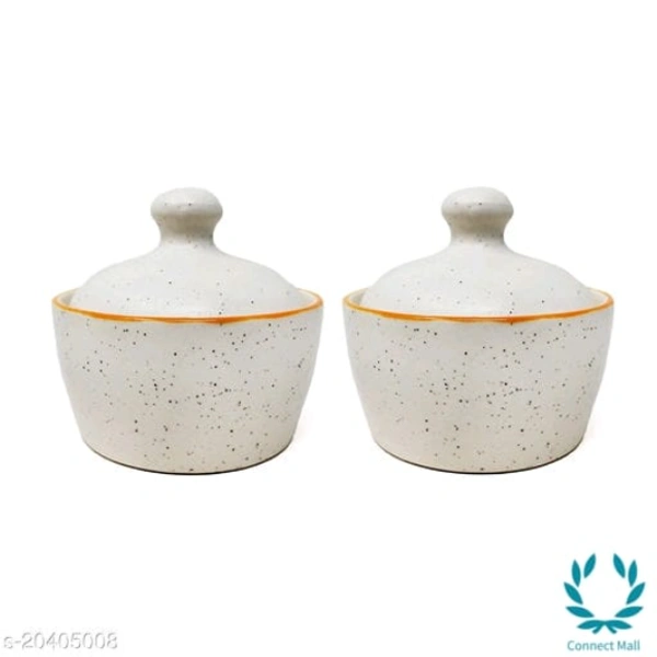 Handcrafted White Orange  Marble Ceramic Butter Pot with Lid  - Butter Pot